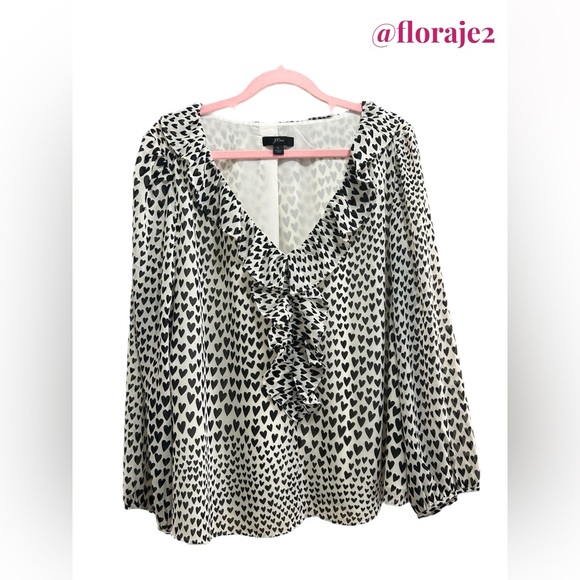 J.Crew Ruffleneck Hearts Blouse Size L - Picture 4 of 4